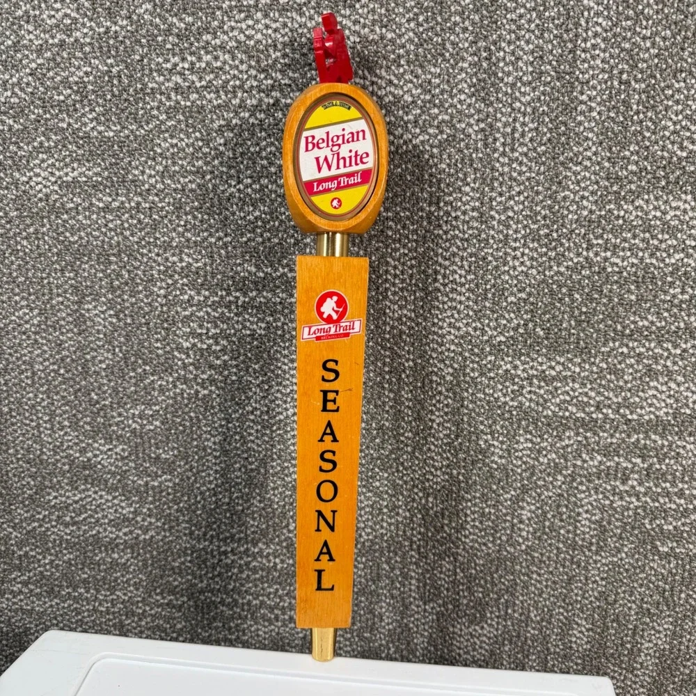 Long Trail Belgian White Tap Handle Seasonal Wood Hiker Topper Bar Decor